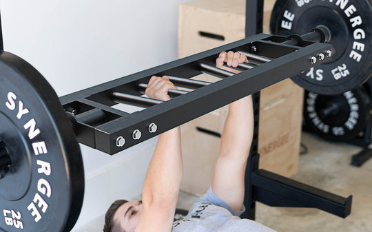 Racking a loaded Synergee Multi-Grip Swiss Bar