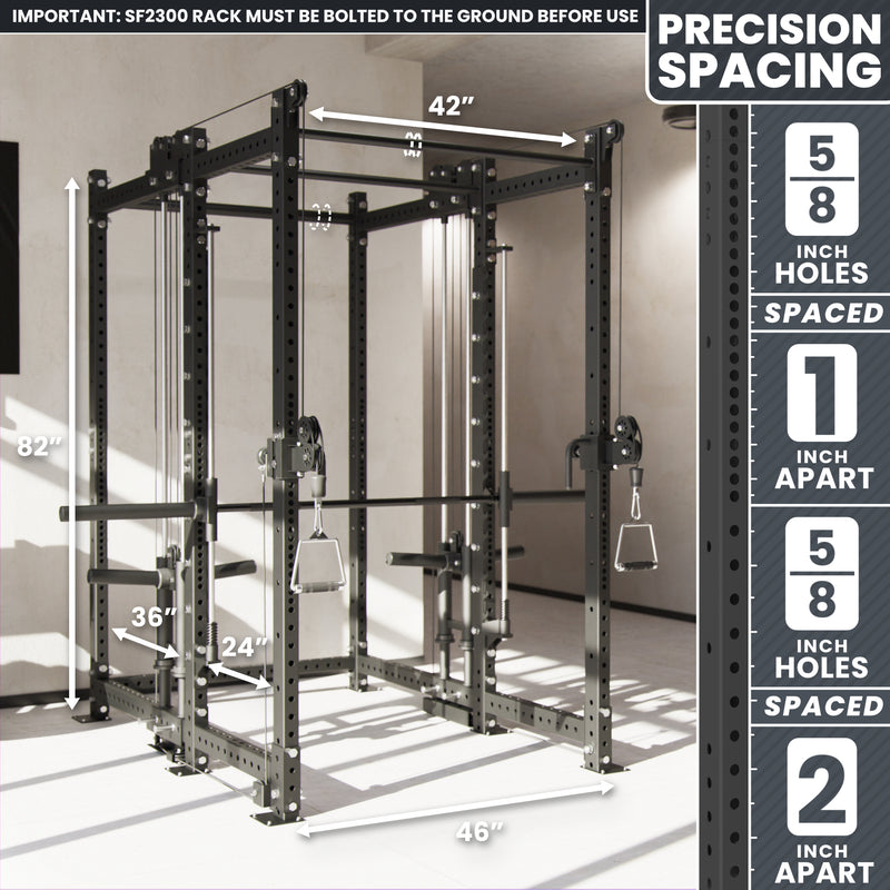 Synergee 2300 Series Power Cage with Plate Loaded Cable Cross Overs and Smith Machine