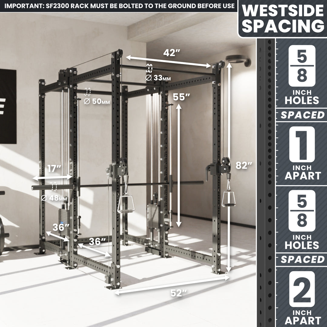 Synergee 2300 Series Power Cage with Synchronized Loaded Cable Cross Overs and Smith Machine
