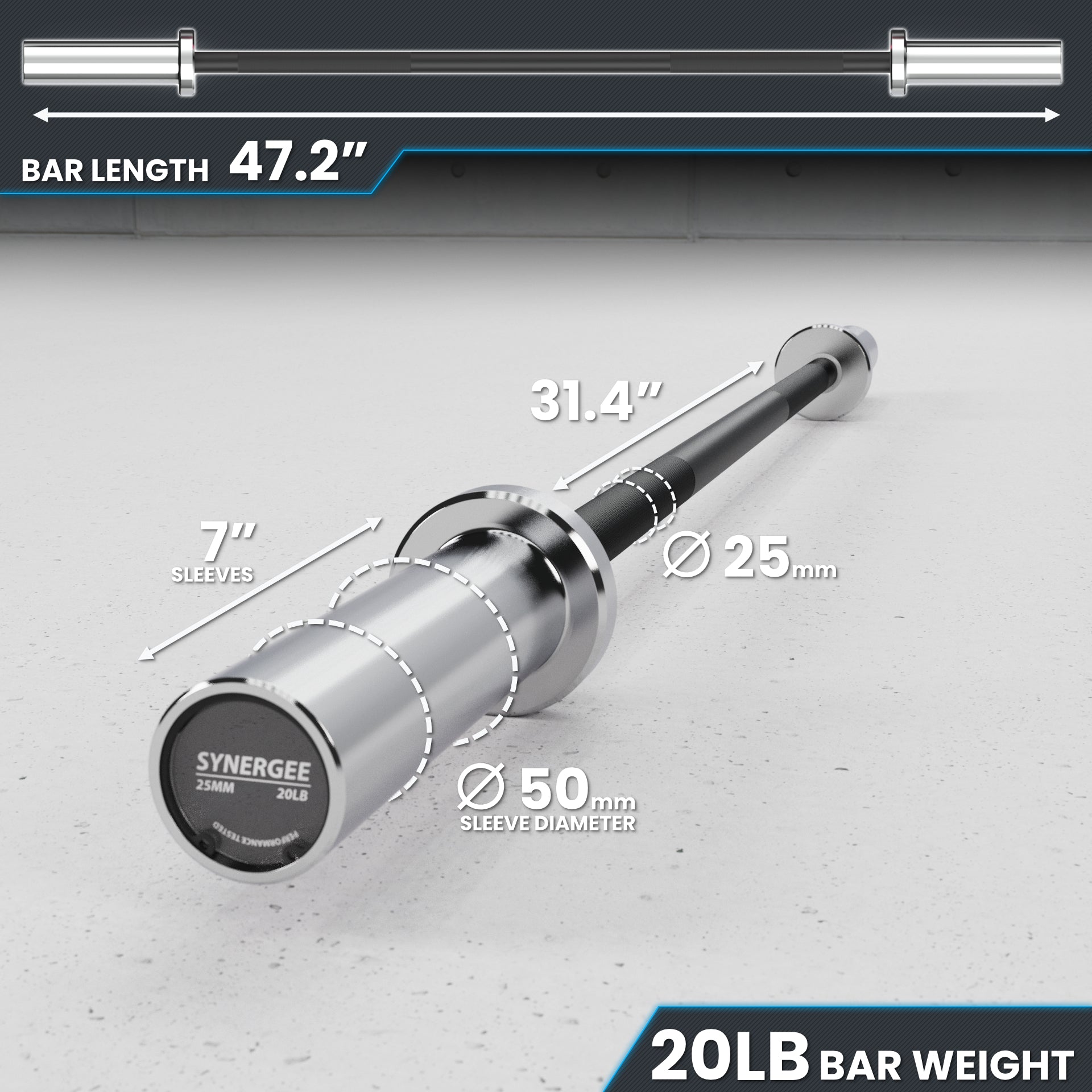 Synergee 20LB & 25LB Barbell | Synergee Fitness USA