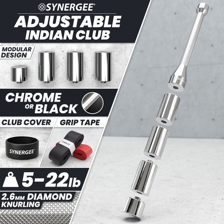 Synergee Adjustable Indian Club & Mace Bell