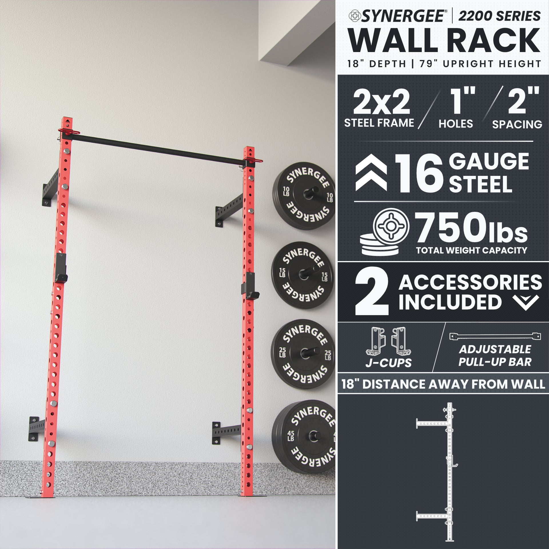 Synergee 2200 Series Wall Mounted Squat Rack | Synergee Fitness USA