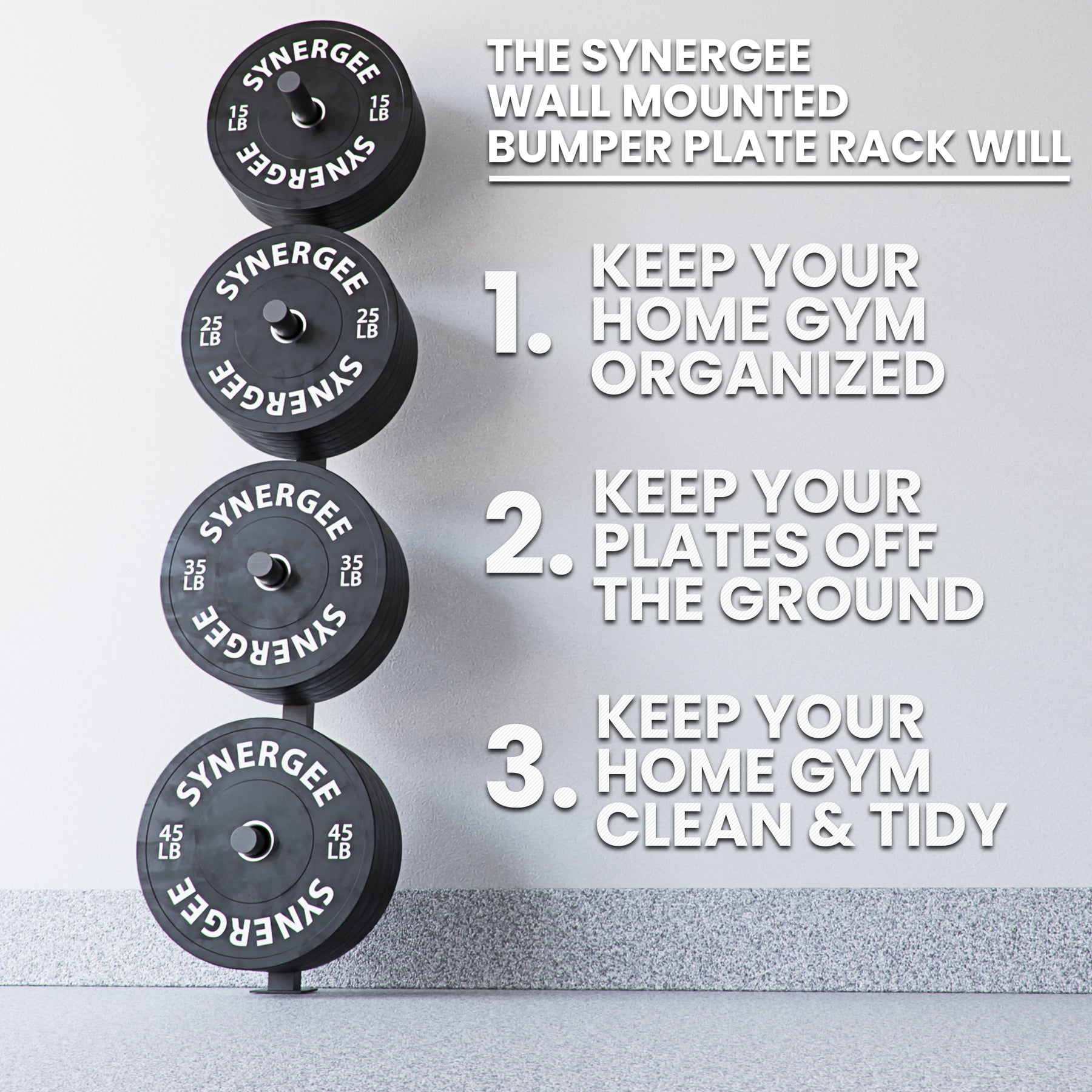 Synergee Weight Plate Wall Storage Rack Synergee Fitness USA