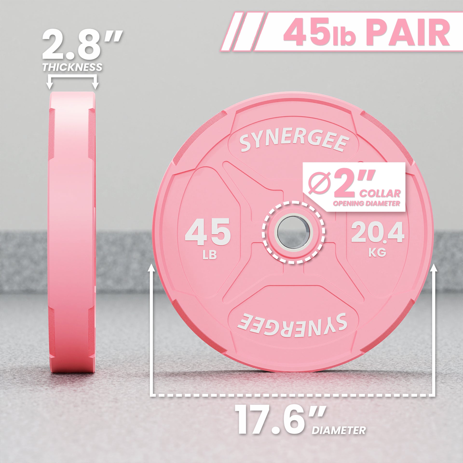 Synergee Pink EZ Grip Bumper Plates | Synergee Fitness USA