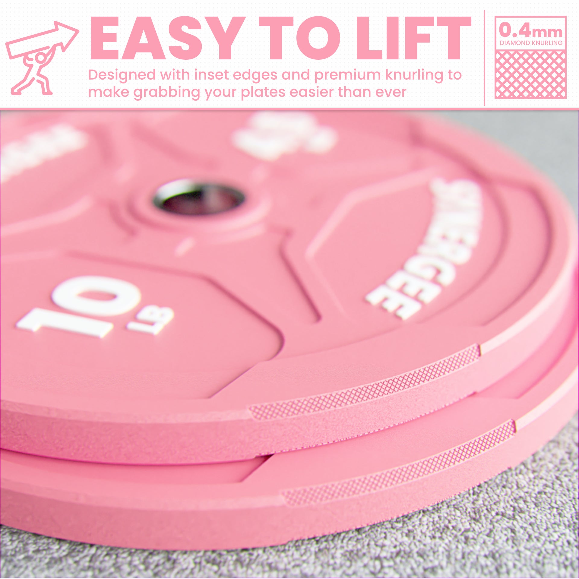 Synergee Pink EZ Grip Bumper Plates | Synergee Fitness USA